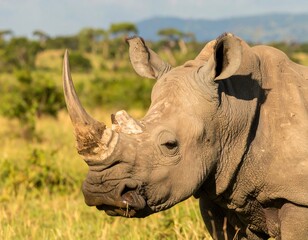 Rhino in savanna