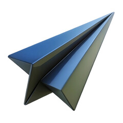 Fototapeta premium Blue metallic paper airplane origami isolated on transparent background