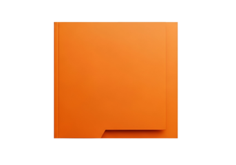 Close-up of an orange sticky note with a small folded corner on a black background for office or