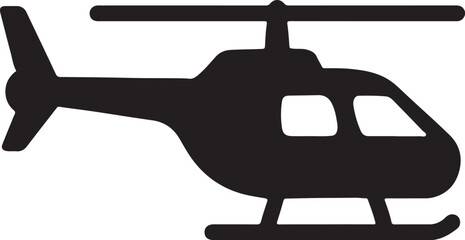Helicopter silhouette vector icon. Aircraft illustration perfect for aviation, transport, travel, and design.