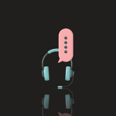 live chat service, customer service, headset and chat bubbles, suitable for applications, websites, businesses, and etc