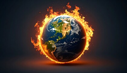 Burning Planet with Global Warming.