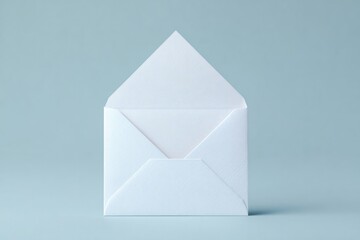 Minimalist white envelope against soft blue background, highligh