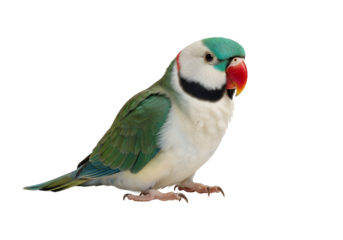 Colorful and detailed image of a vibrant parrot with striking features on a black background