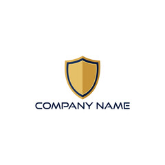 Naklejka premium Golden shield with a dark blue outline isolated on white background