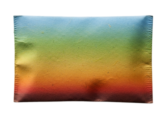 Colorful metallic surface displaying a gradient of vibrant hues with visible texture and sheen
