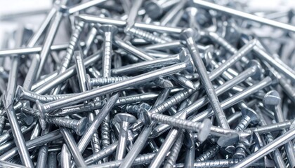 Close-up of many metal nails