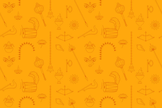 durga puja seamless pattern background vector illustration. navratri background