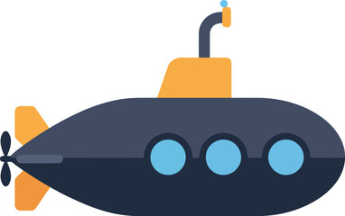 Cartoon submarine underwater vehicle ocean exploration