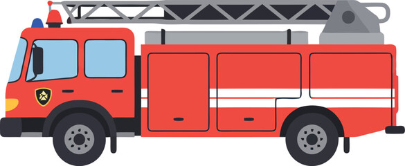 Red fire truck with ladder side view vector illustration © Collect Silhouettes