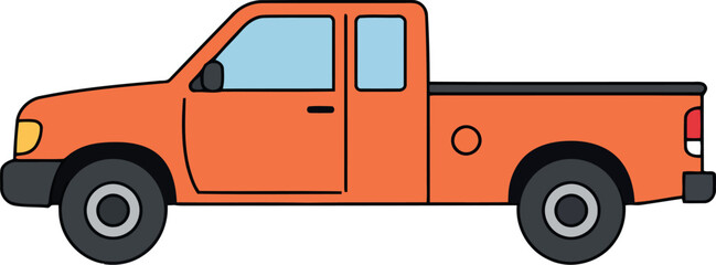 Orange pickup truck side view isolated © Collect Silhouettes