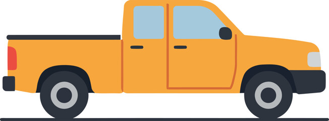 Yellow pickup truck side view flat illustration © Collect Silhouettes