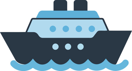 Modern cruise ship sailing on blue waves