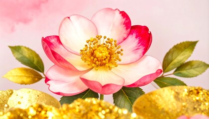 Fototapeta premium Close-up of pink and white flower