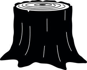 Black tree stump silhouette