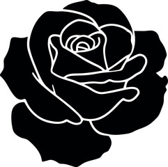 Black rose silhouette elegant floral vector art