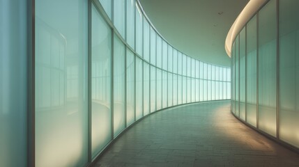 Obraz premium Modern interior corridor, light-filled, empty space. Possible use Commercial