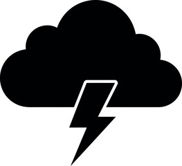 Black lightning bolt icon on storm cloud