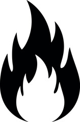 Black fire icon hand drawn flame symbol