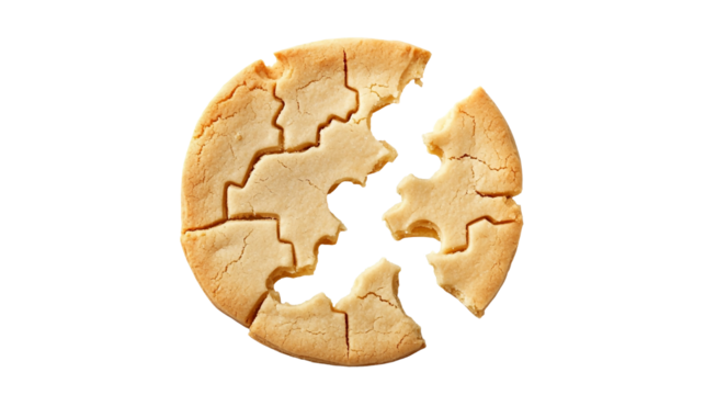 PNG a broken cookie with a bite taken out of it on a transparent background