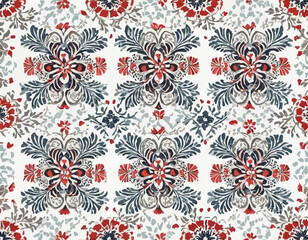 Traditional textile patterns with white background