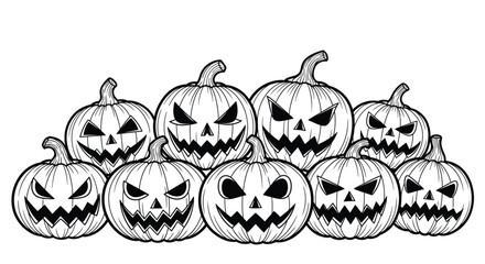 Spooky jack-o'-lanterns gather for a thrilling Halloween celebration