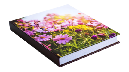 • A Mother’s Day photo book with a hardcover and personalized name, isolated on white background in HD 