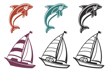 set of sailing boats
