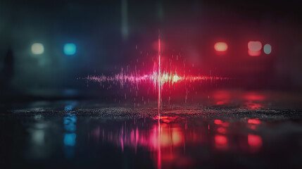Fototapeta premium Vibrant Sound Waves in Dark Urban Setting