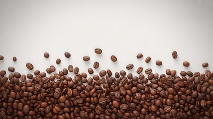 Obraz premium Roasted Coffee Beans on White Background for Food and Beverage Industry Marketing Campaigns and Restaurant Menu Design with Copy Space for Text and Creative Graphics