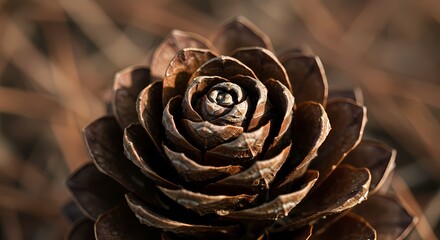 CloseUp of a Brown Pine Cone Natures Intricate Spiral