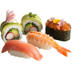 Spring Seasonal Sushi Platter Delicious Food Clip Art, Premium quality Food presentation, healthy Food stock photo
