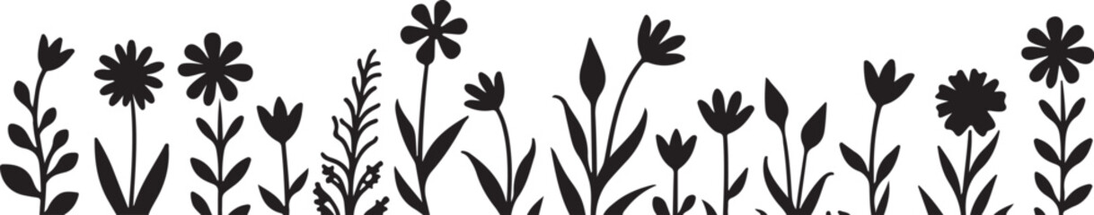 Vintage Wildflower Silhouette Floral