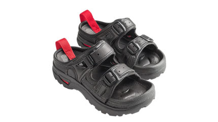 PNG the new children's shoes are black and red on a transparent background