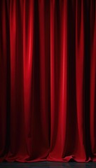 Heavy velvet theater curtain, rich crimson folds , background, heavy