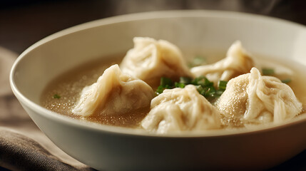 Steaming Dumpling Held By Chopsticks
