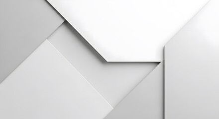 Minimalist Geometric Abstract Background with Overlapping White and Grey Shapes