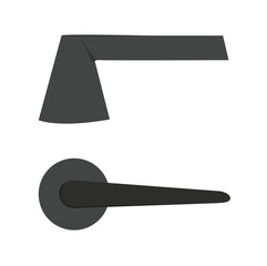 Metal door handle and door lock. 
