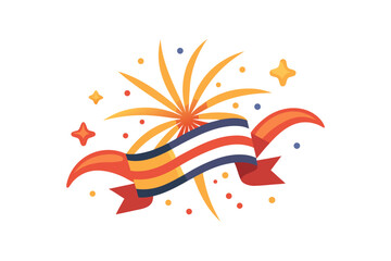 Firework explosion icon with layered ribbon spiral elegant decoration