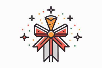Firework icon with bow shaped ribbons layered sparkling elegant design
