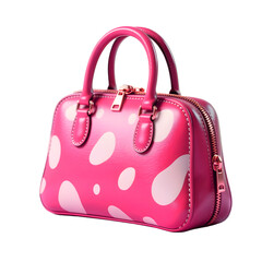 Stylish Pink Leather Handbag with Abstract Dot Design