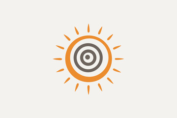 Minimalist spiral sun ray element for line art design
