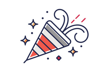 Minimalistic linear party popper icon with sleek minimal look