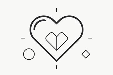 Premium heart outline element with balanced proportion style