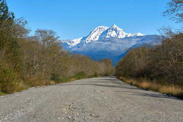 Mt. Garibaldi Squamish Estuary Spit Road. Mt. Garibaldi rising over the Squamish Estuary from Spit Road near the mouth of the Squamish River.

