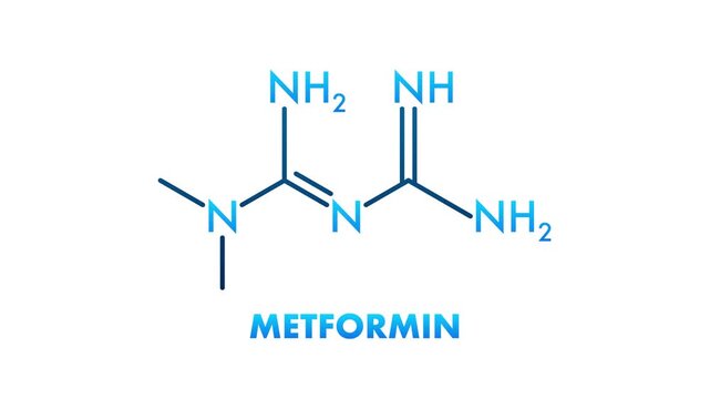 Metformin Molecular Structure with Green Screen Background