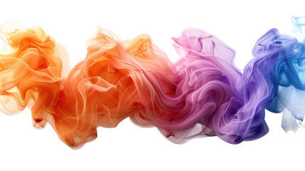 Obraz premium Colorful vibrant rainbow smoke swirls shapes transparent PNG, isolated background. Misty vapor effect, abstract design element.