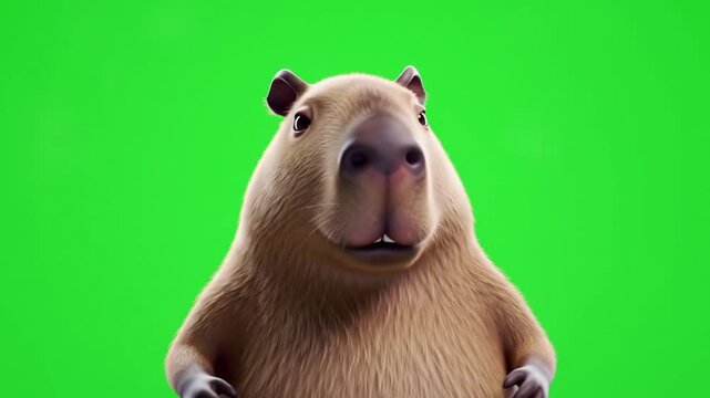 Adorable Capybara 3D Model on Green Screen Perfect for Animation Projects