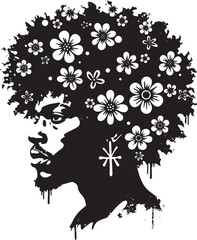 Floral afro illustration showcases the fusion of nature and huma