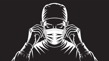 Doctor Preparing for Surgery Vector Illustration Medical Professional Wearing Mask